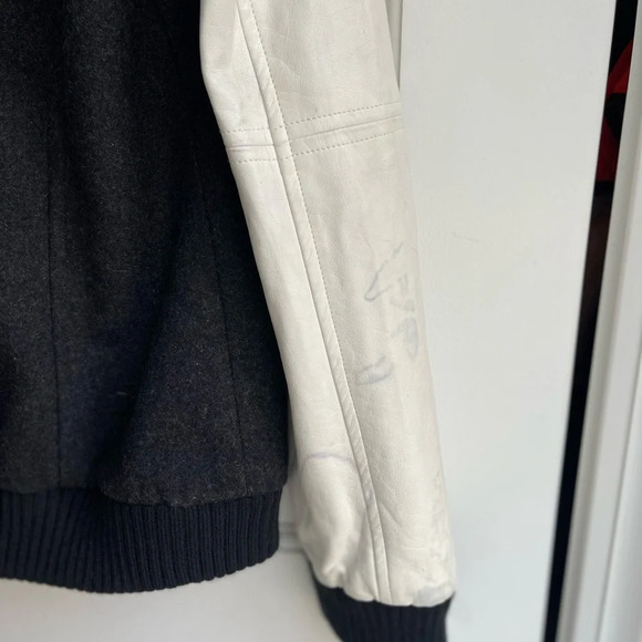 Vintage Varsity bomber jacket wool black and white streetwear timeless academia - Picture 7 of 9